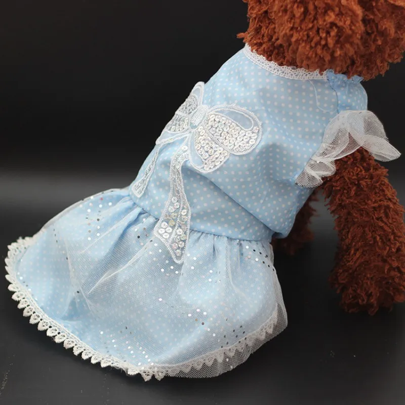 dogbaby azul ropa para mascotas cachorro de perro vestido de verano