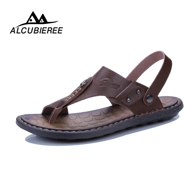 

Summer Beach Rubber Sandal Leather Men Flip Flips Casual Roman Sandals Sneaker Outdoor Elastic Slipper Male Leather Beach Sandal