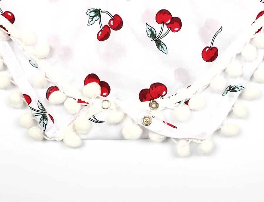 2018 Summer Children Clothing Newborn Cherry Romper Clothes Set Baby Girl Ruffled Sleeve Bodysuit Jumpsuit + Headband 2pcs  (8)