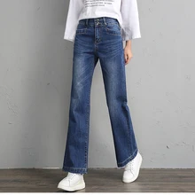 Прямые Штаны для женщин большие размеры повседневные джинсы деним blend новые модные Осень-весна высокой талии брюки женские yfj0802