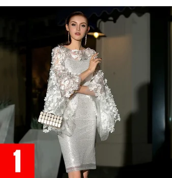 

Fashion Dress New Style Sexy Women O-neck Flare Sleeve Sequined embroidery full Pub Celebrity Body Con Party Dresses Wholesale