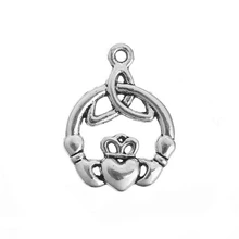 DoreenBeads подвески из сплавов на цинковой основе с кельтским узлом, Антикварная Серебряная корона, ювелирное изделие "сделай сам", 24 мм(") x 19 мм(6/8"), 10 шт