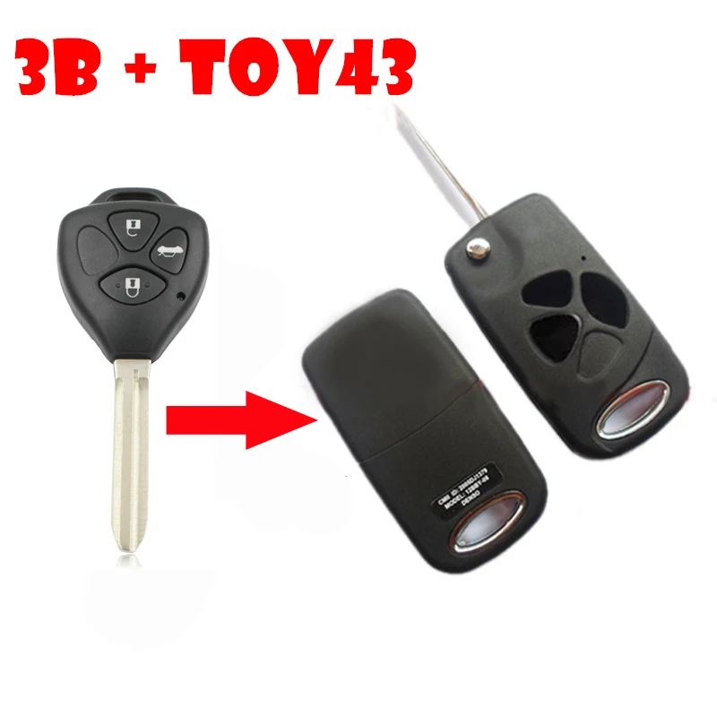 Для Toyota чехол для выкидного ключа конверсионный комплект 3 кнопки|buttons buttons|buttons
