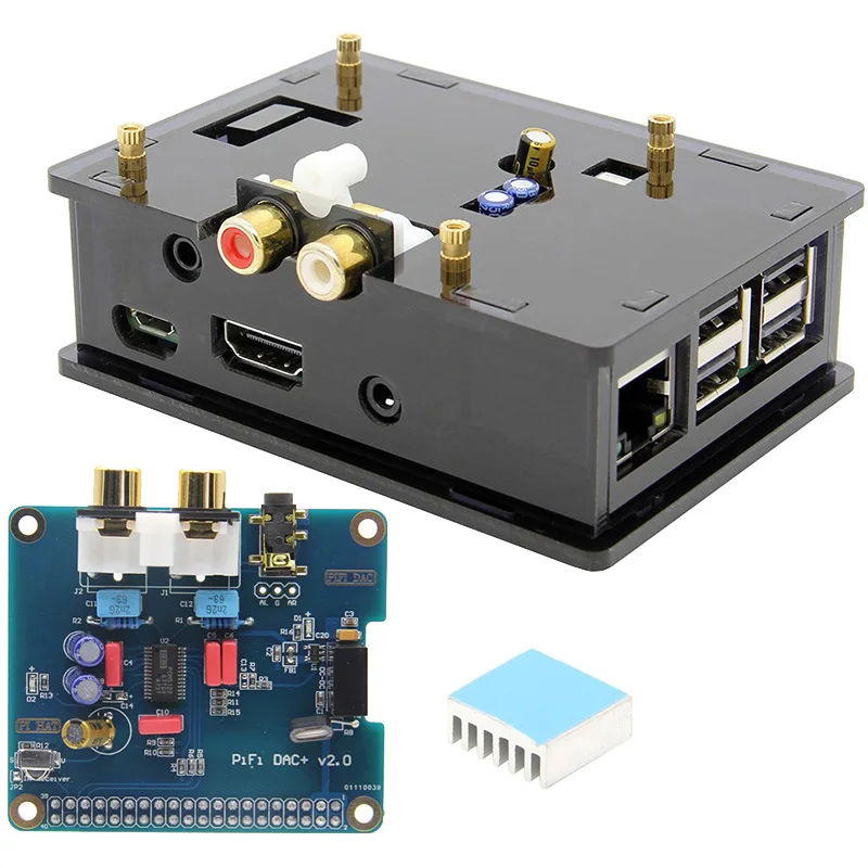 AABB-Dac + чехол Pcm5122 I2S 32 бит Hifi Pifi Digi Dac Igi цифровая звуковая карта для Raspberry Pi 3 Model B/2B/B |