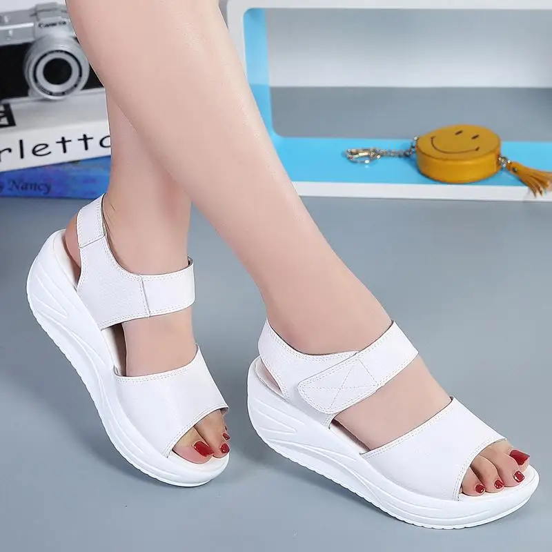 

Woman Sandals 2019 Summer Women Concise Platform White Casual Shoes Woman Fashion Thick Bottom Wedges Sandals