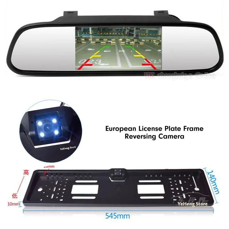 

HD 4.3 Inch Car Rearview Mirror Monitor 800x480 Video Auto Parking Assistance LED Night Vision Reversing Backup Rear View Camera