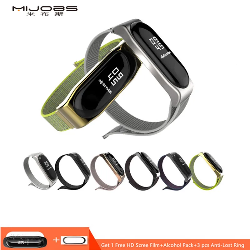 Нейлоновый ремешок Mijobs Mi band 3 для Xiaomi Band наручный Miband Смарт часы спортивные