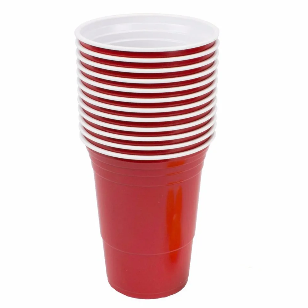 Поставки для мероприятий Красный Кубок для вечеринок пластиковые холодные напитки пивной понг 16 унций емкость питьевые чашки моющиеся идеальное забавное пиво игры в понг