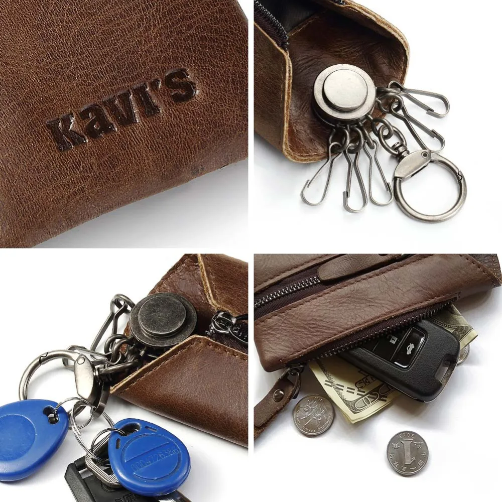 GZCZ натуральная кожа, мужской кошелек для ключей на молнии, автомобильный брелок, чехол, сумка, органайзер для ключей, мужской держатель для ключей, ключница