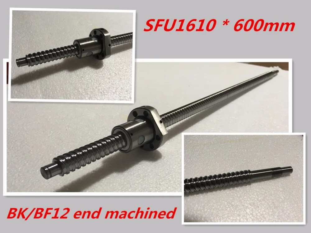 SFU1610 600mm Ball Screw Set : 1 pc ball screw RM1610 600mm+1pc nut cnc part standard end machined for BK/BF12 | Обустройство дома