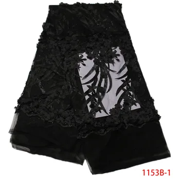 

3D Flower Sequins Net Lace Fabric 2020 High Quality African Mesh Wedding Bride Dress Sewing beads Sequined Embroidered Material