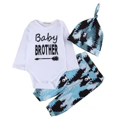 3 шт./компл.! 2019 комплект одежды для малышей, топы с длинными рукавами для новорожденных мальчиков и девочек + штаны + шапочка, комплект одежды