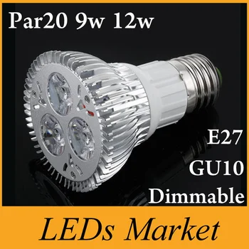 

LED Spotlight Par20 GU10 E27 9W 12w 110V 220V dimmable Christmas Led ceiling bulb lamp cold/warm white high color 30/60/90Angle