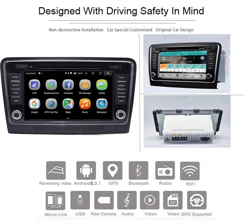Cheap Android 8.0 Car DVD multimedia Player 4GB/32GB 2 Din Bluetooth WiFi Car Radio Stereo GPS Navigation for Skoda superb 2009-2013 0