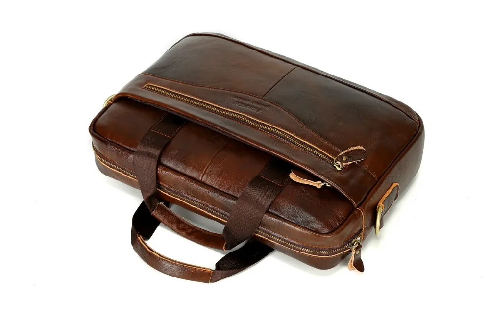 Мужская сумка из натуральной кожи, повседневный портфель, сумка для мужчин, деловые сумки, однотонный Коричневый мужской портфель s 15 дюймов, сумка на молнии для мужчин