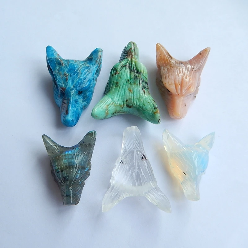 

Support the customization of A variety of Natural Stone And Different sizes Carved Wolf Head Necklace Pendants