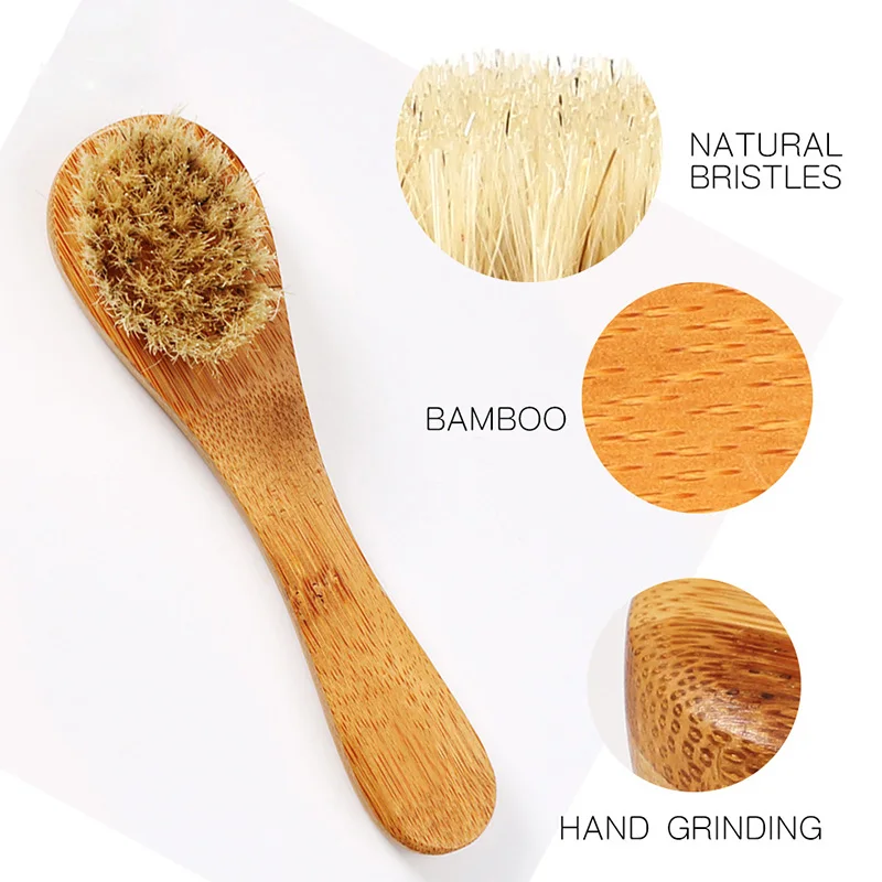 

5pcs Dropship Bamboo Body Massage Brush White Pig Bristles Rubber Massage Head for Bathroom Bath Brush Tool