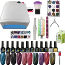 Набор для дизайна ногтей светодиодный гель-лампа для маникюра 10 шт. лак для ногтей набор кистей для макияжа