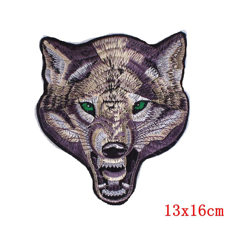 Wolf Head Iron on Patches for Clothing DIY Embroidery Stripe on Clothes Animal Sequin Applique Badge Applique Cloth Fabric Craft