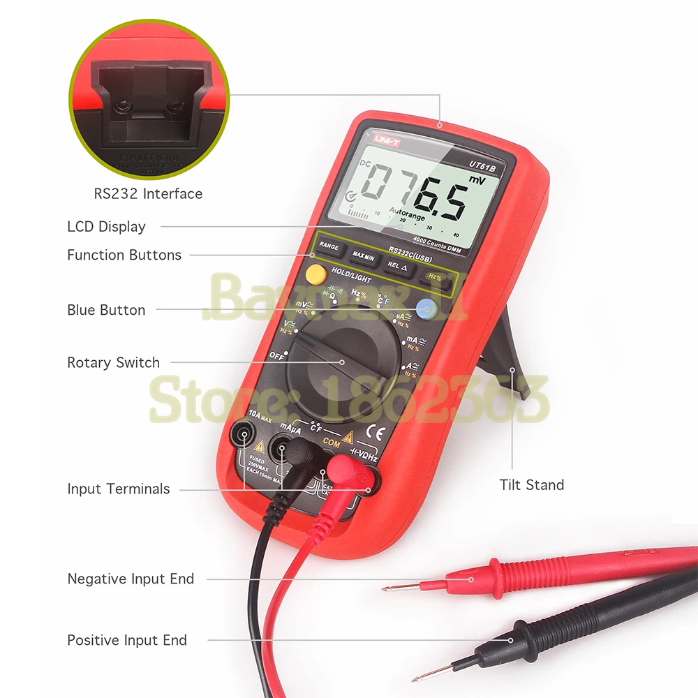 UNI-T UT61B полнофункциональный Цифровой мультиметр для тестирования напряжения переменного/постоянного тока с 90~ 1000 в тест напряжения переменного тока er и сумка для переноски