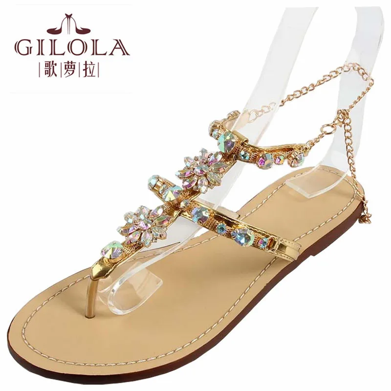 

women sandals rhinestone sexy gladiator ladies flat sandals crystal women summer shoes woman slip on best quality #Y0614128Q