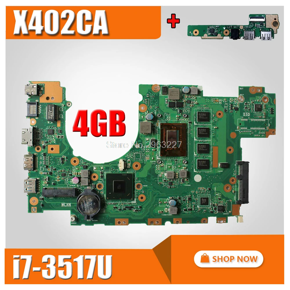 

send board+X402CA Motherboard I7-3517u 4G Memory For ASUS X502CA X402CA Laptop motherboard X402CA Mainboard X402CA Motherboard