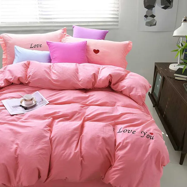 Buy HOT Korean 4pcs 100cotton Simple color bedding