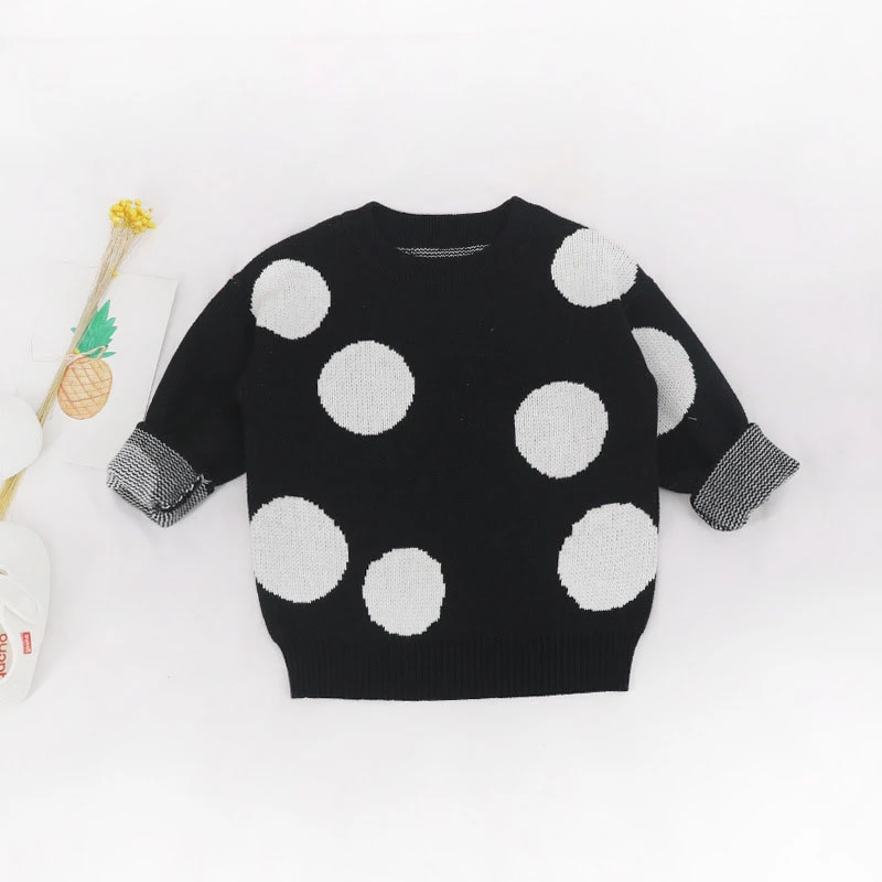 Blusas de Inverno do Bebê Blusas de Malha Moda Infantil Blusas Dot Meninos Meninas Crianças Pullover Roupas Casuais Meninos 0 5 Anos 7 inverno meninas suéteres de malha crianças pulôver