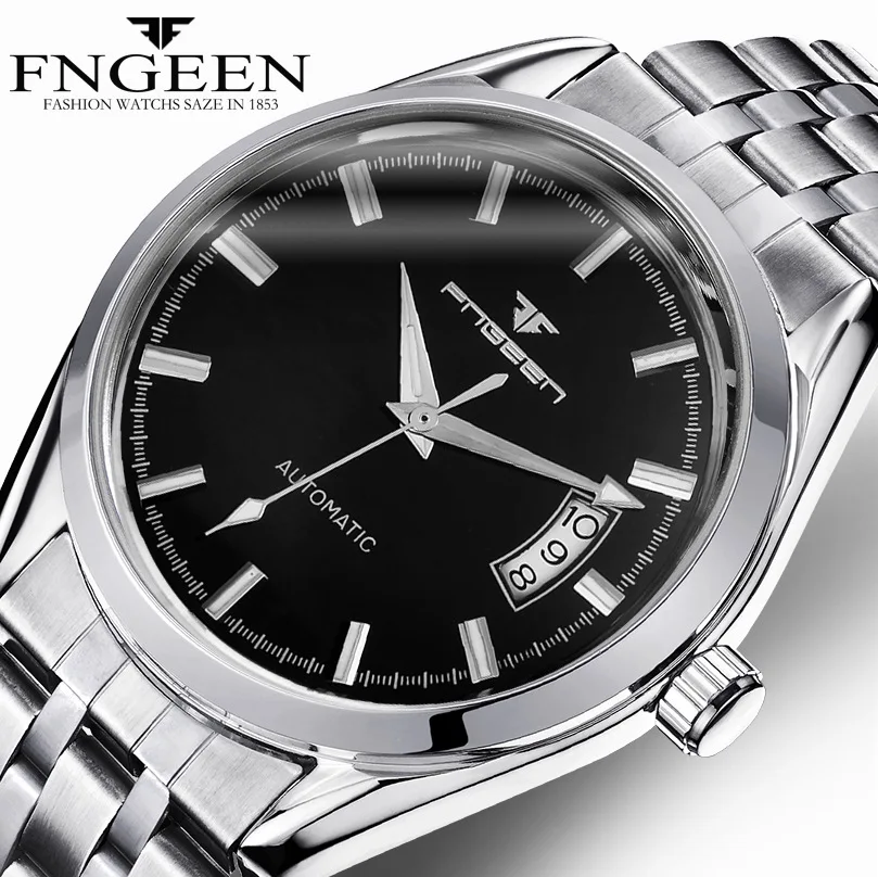 

Stainless Steel Automatic Mechanical Watch Watch Men's Male Clock With Sector Calendar Date horloges mannen montre homme
