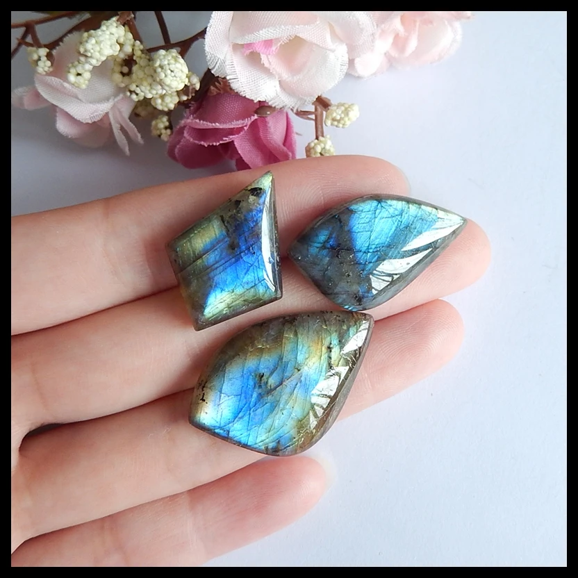 

On sale!!Hight quality 3 PCS Labradorite set Gemstone diy necklace pendants Cabochons,33x22x6mm,27x19x6mm,14.7g