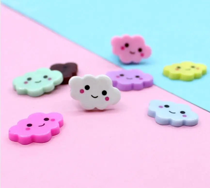 Kawaii плоские пластмассовые облака с улыбкой DIY полимерные Кабошоны для волос Лук центр, Скрапбукинг аксессуары