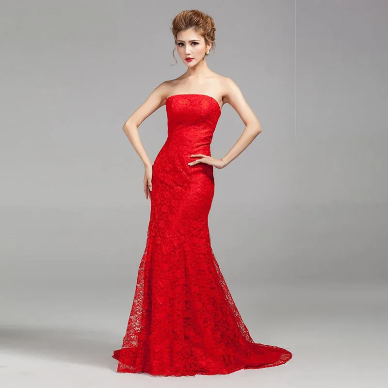 In Stock Mermiad Lace Wedding Dresses With Brush Train Vestidos de Novia Sleeveless Bridal Gowns 2019 Free Shipping (2)