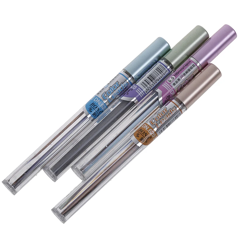 2 шт 0,5/0,7 мм цветной механический карандаш для рисования, автоматический карандаш для заправки, 2B цвет, случайным образом