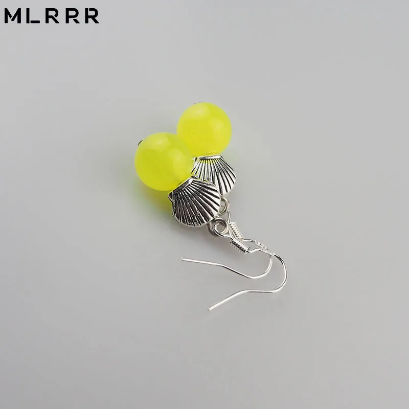 

MLRRR Vintage Classic Natural Stone Jewelry Fluorescent yellow Beaded Pendant Drop Earrings