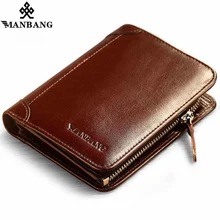 ManBang New 2017 Hot High Quality Genuine Leather Wallet Men Wallets Fashion Organizer Purse Billfold Zipper Coin Pocket