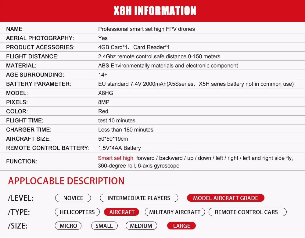 Lamsam Дрон SYMA profissial X8HG(X8G апгрейд) 2,4G 4CH 6-осевой гироскоп вертолет Quadcopter Drone с HD Камера