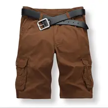 Мужские летние шорты из чистого хлопка для стирки воды и шорты с несколькими карманами