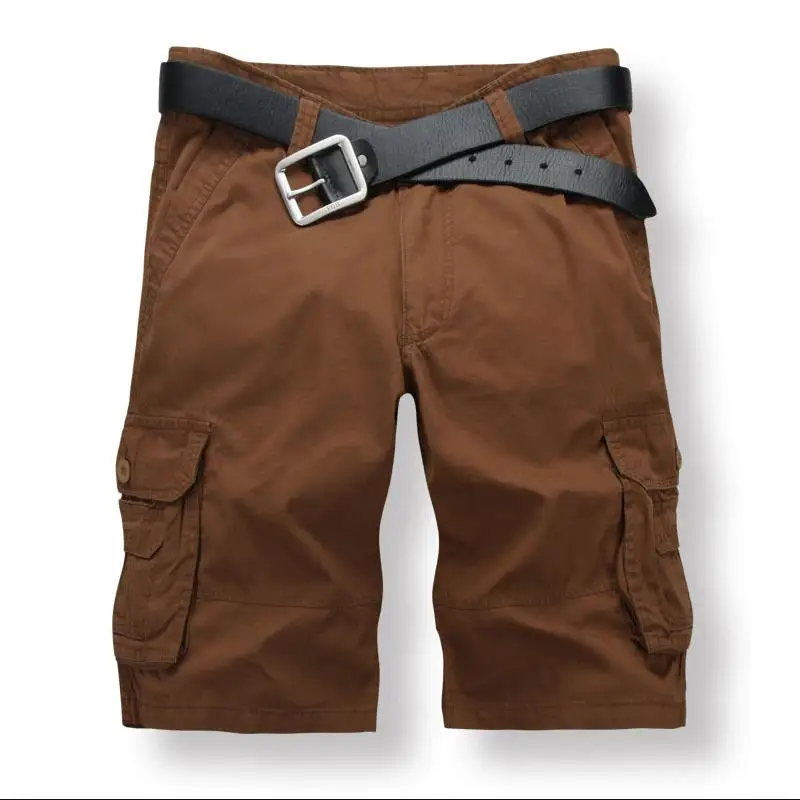 Men's summer shorts pure cotton water washing and multi - Pocket Shorts