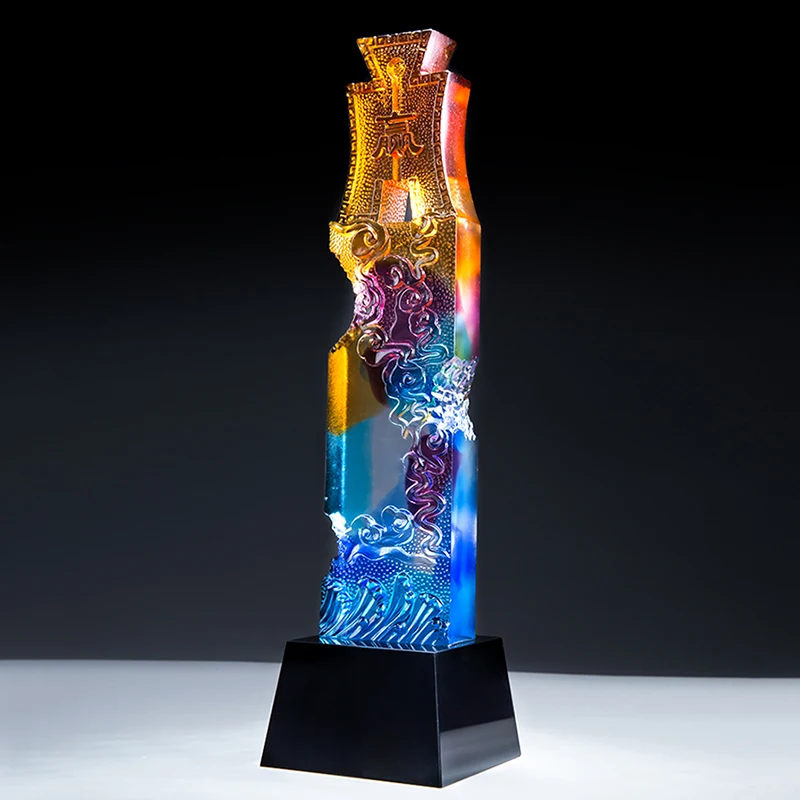 

New Customized Life Winner Amber Enterprise Annual Meeting Colored Glaze Trophy Cup Awards Collection Souvenir Gift
