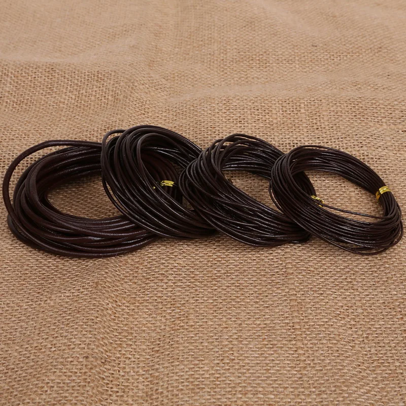 

5Meter Genuine Leather Round Thong Cord Leather Cord String Rope for DIY Necklace Bracelet DIY Jewelry Making Dia 1/1.5/2/3mm