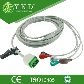 

GE 11pin ECG cable with 5 leads and leadwires snap,AHA