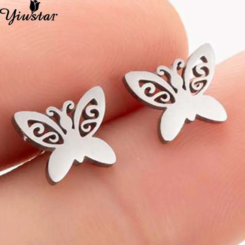 Yiustar серьги бабочки с миньонами безопасные гвоздики для женщин Bijoux achier Inoxydable Femme