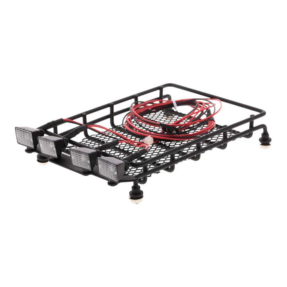 

Roof Rack Luggage Carrier with Square LED Light Bar for 1/10 RC Car Crawler Axial SCX10 D90 110 Traxxas TRX-4 Tamiya HSP Parts