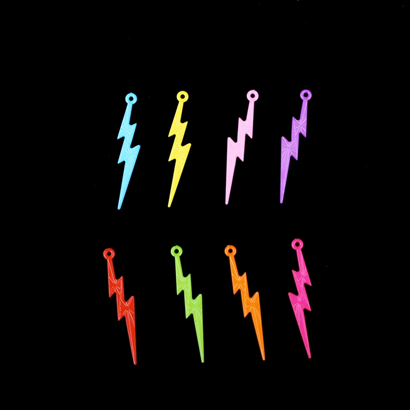 

QIYIGE 70pcs/lot Fashion Charm Bead All Colors Lightning Shape Spacer Acrylic Bead Findings For Jewelry Making 14x57MM