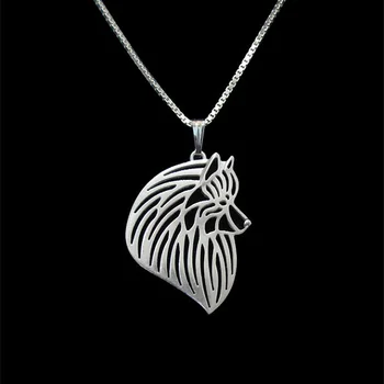 

Keeshond necklace of jewelry - plate gold and silver dog pendant and animal fashion free ship 12pcs/lot