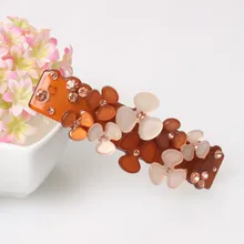 Продвижение орнамент лепесток Стразы заколки-пряжки для волос Нежные акриловые шпильки для волос модные ювелирные изделия женские аксессуары SA003