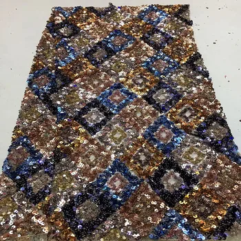 

Luxury French Sequins Lace Fabric Net Embroidery 2019 High Quality African Nigerian Tulle Mesh Lace Fabrics For Wedding A1570