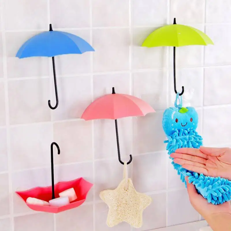 

1/3/5/10 pcs/set Umbrella Shape wall glue hook cute Hanger for Bag Keys and bedroom living decor New