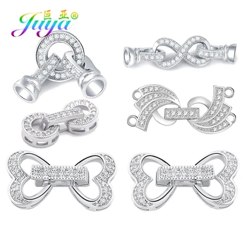 

Juya DIY Pearls Necklace Bracelet Clasps For Jewelry Making Fastening Accessories Copper Cubic Zirconia Fastener Clasps Supplies