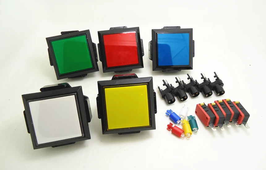 

6 pcs of 60*60mm black frame illuminated push button with with microswitch LED light for arcade game machine